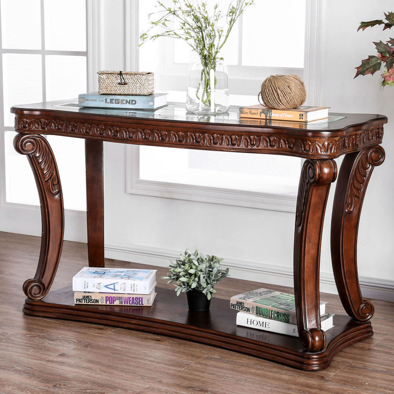 47.6" W Traditional Sofa Table, Dark Oak