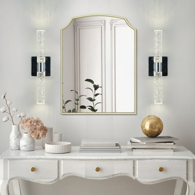 17"(H) Contemporary Crystal Wall Light,   with Bubble Crystal, 2-Light Sconce for Bathroom, Bedroom, Hallway – Modern Indoor Lighting Fixture