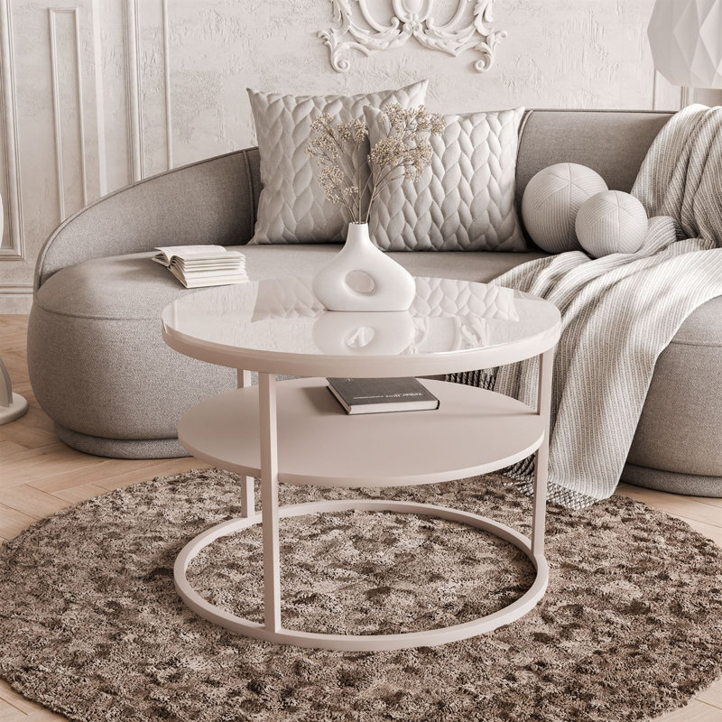 Frame Coffee Table with Storage, Cashmire Gloss