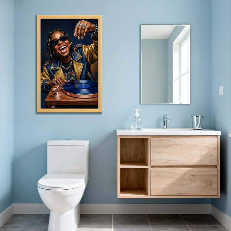 Disque vinyle Fashion avec une expression joyeuse, H 18 po x l 12 po, Toile tendue, Ne s’applique pas