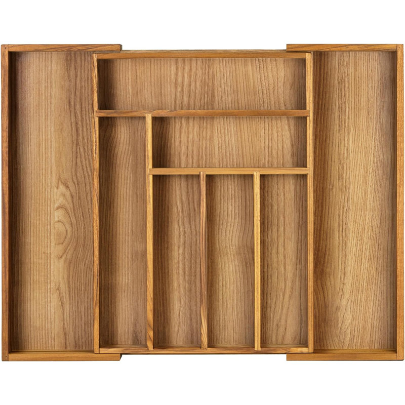 Double layer Bamboo Kitchen Drawer Organizer,Silverware & Cutlery Tray,With Slidable