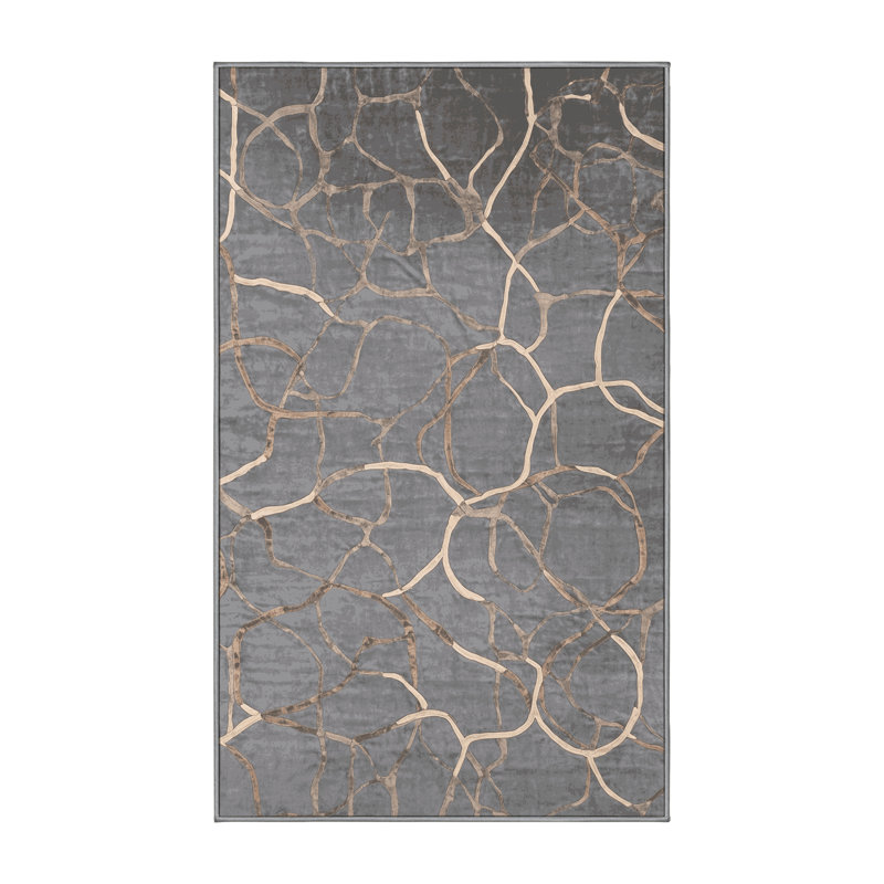 Machine Washable Gray Area Rug, Rectangle 2' x 3'