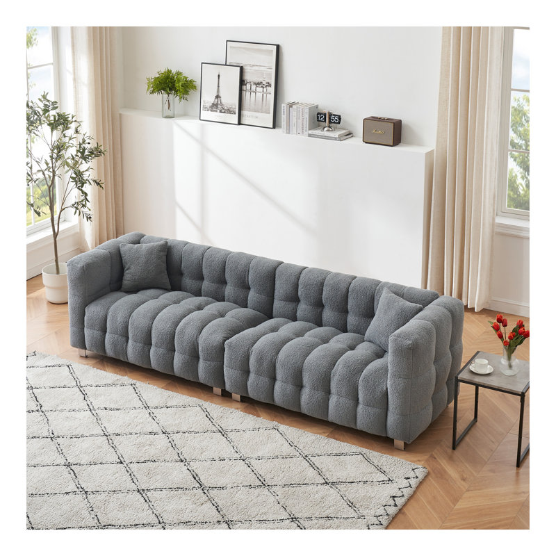 Élégant canapé-lit pour le salon ou la chambre à coucher - Comprend deux coussins décoratifs et des pieds en quincaillerie robuste pour un soutien accru