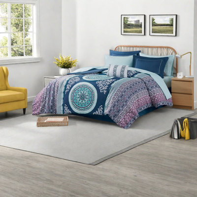 Ensembles de literie Boho bleu marine, microfibre douce, confort de chambre moderne