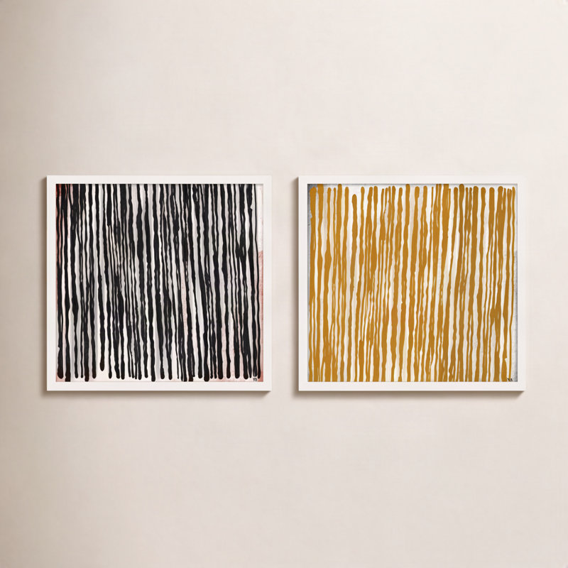 Waterfall par Marco Marella - ensemble de 2 reproductions de cadres photo simples, Encadré par un papier blanc