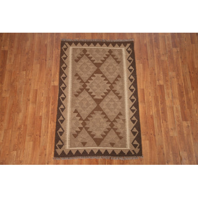 Reversible Brown Kilim Oriental Area Rug 3x5