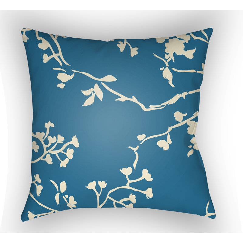 Chinoiserie Floral Floral Outdoor Throw Pillow, Magenta, 22" H  x 22" W x 5" D