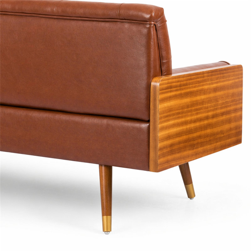 Canapé capitonné Mid-Century moderne avec coussins décoratifs roulés