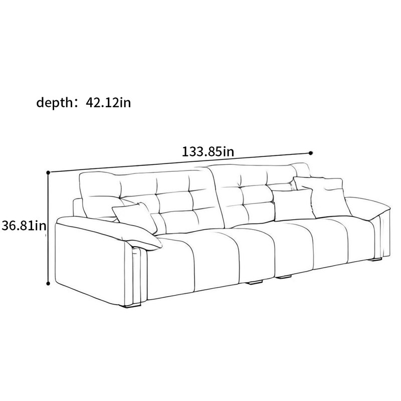 Canapé en tissu italien avec oreilles d'éléphant, H 36,81 po x l 133,85 po x P 42,12 po, 5