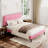 Sebria Bed Frame with Velvet Upholstered Square Design Headboard Platform Bed with Strong Wood Slats-1899001838-1899001810