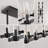 47 Inch 12-Lights Black Chandelier Linear with Clear Glass Shade-2051837345