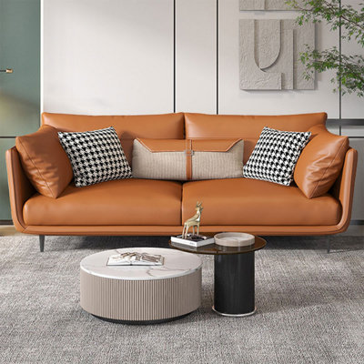 Orange Genuine Leather Standard Sofa cushion Loveseat