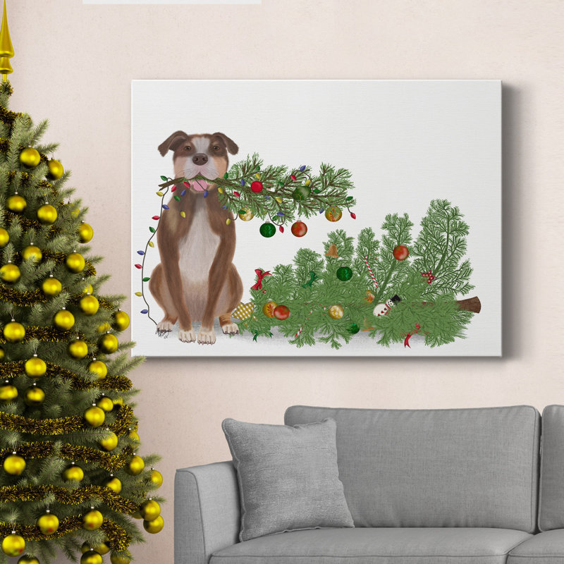 Christmas Christmas - Toile tendue avec châssis de qualité supérieure - prête à être accrochée, H 16 po x l 20 po x P 1,5 po