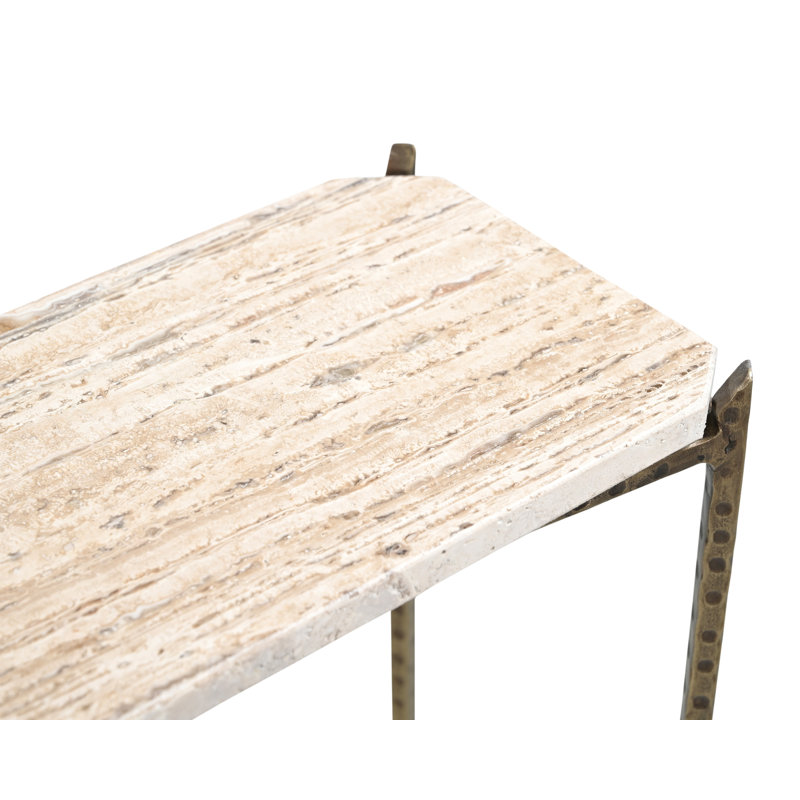 Morefield 32" Console Table In Modern Ivory Travertine Top On Iron Base