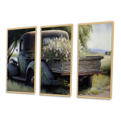 Grange fleur livraison camion I - ensemble d'art mural toile de campagne / campagne