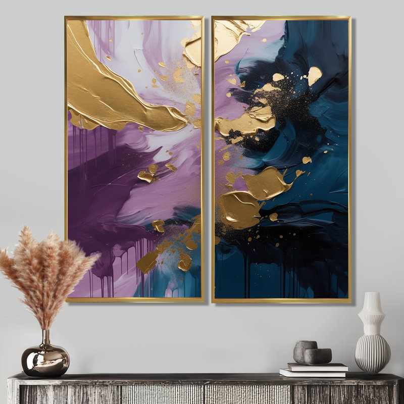 Réalités mauves et bleues sur toile IV - Reproduction d'art sur toile, 40" H x 40" W, Impression encadrée flottante, Gold