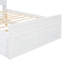 Lit double en bois avec tête de lit avec prises de courant, lit extensible avec lit gigogne simple avec trois tiroirs de rangement, blanc-678326563-678326572