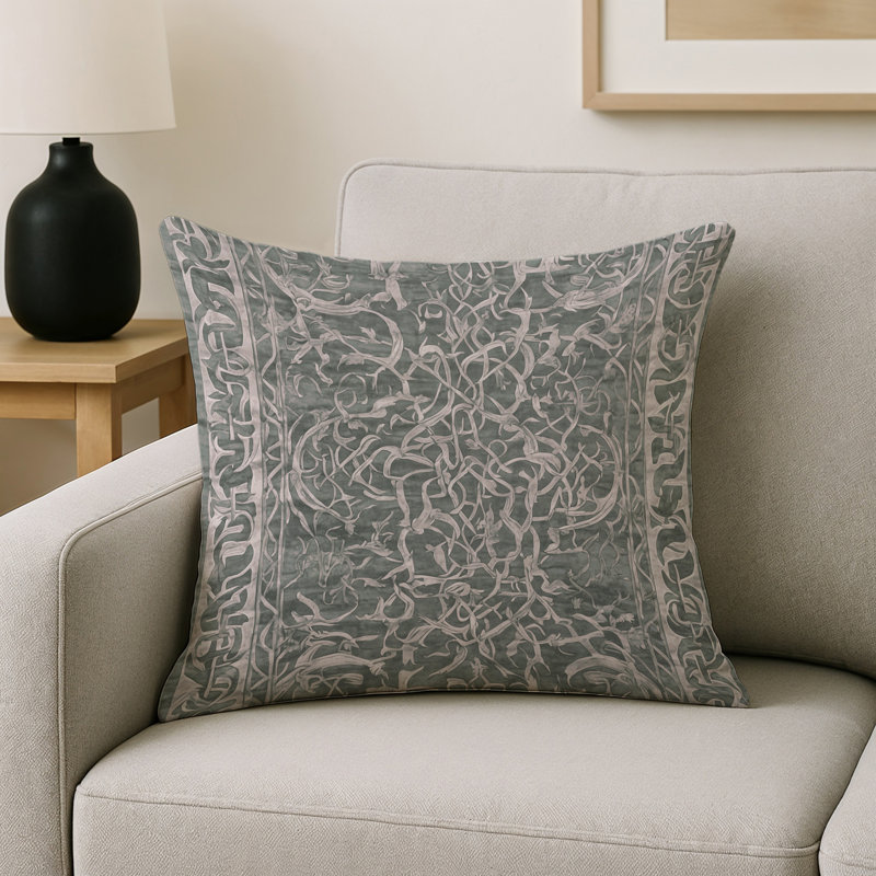 Coussin décoratif intérieur / extérieur gris Modern Modern, Gris abstrait 270, Carré 16 po