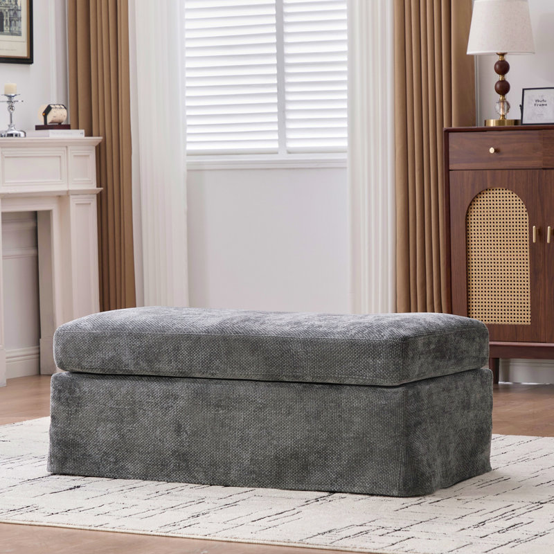 Banc de rangement rembourré avec pieds, Charcoal, Charcoal