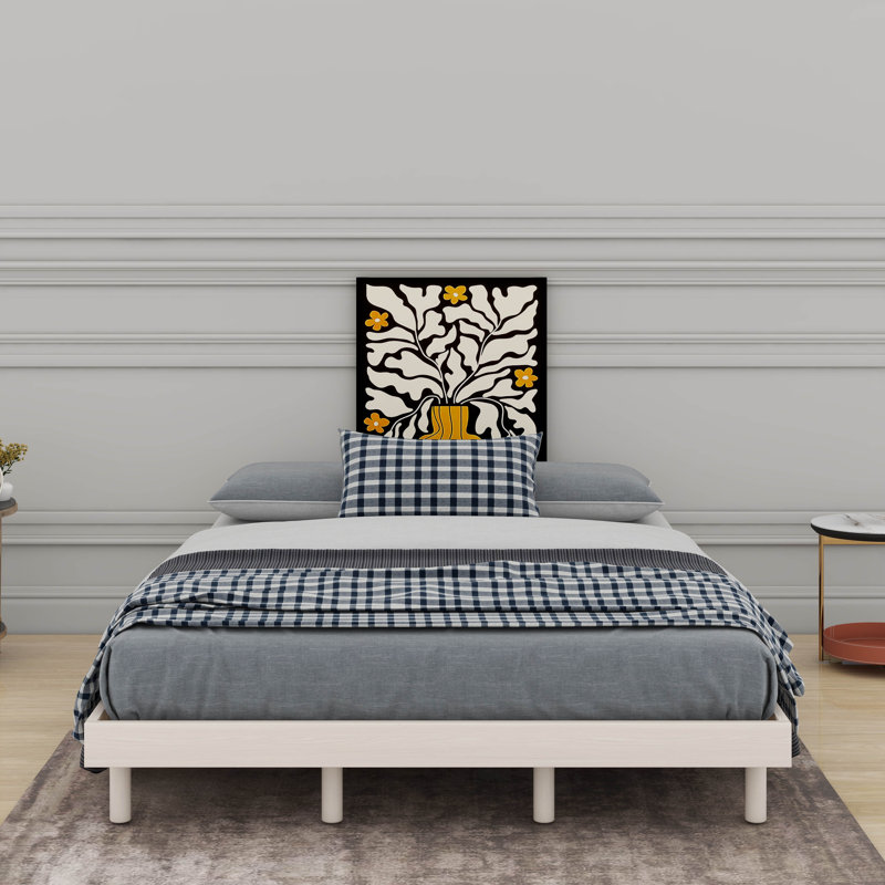 Lit plateforme flottant de conception moderne, Blanchies, Grand lit