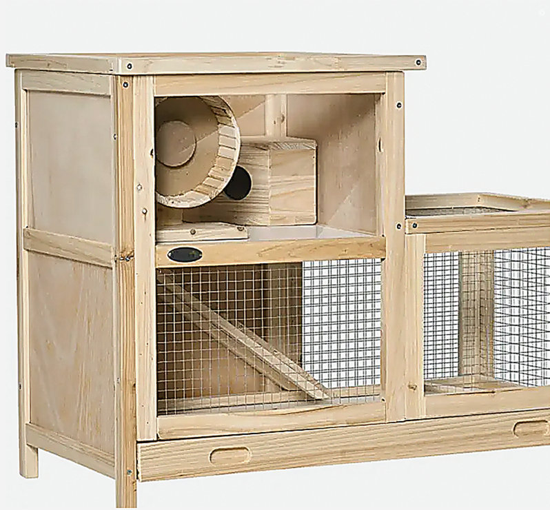 Cage à hamster en bois à 2 niveaux