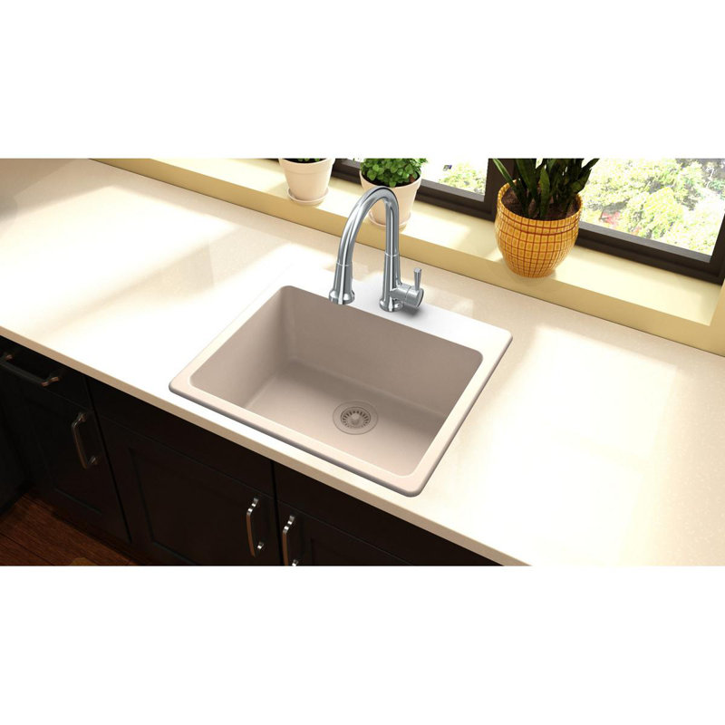Quartz Classic 25" x 22" x 9-1/2" Drop-In Kitchen Sink, Putty