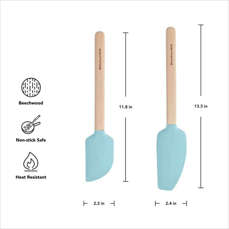 KitchenAid® 2-Piece Beechwood Spatula Set, Mineral Water