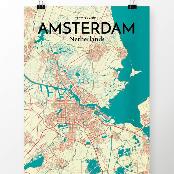 " Amsterdam City Map ", 20" H x 16" W