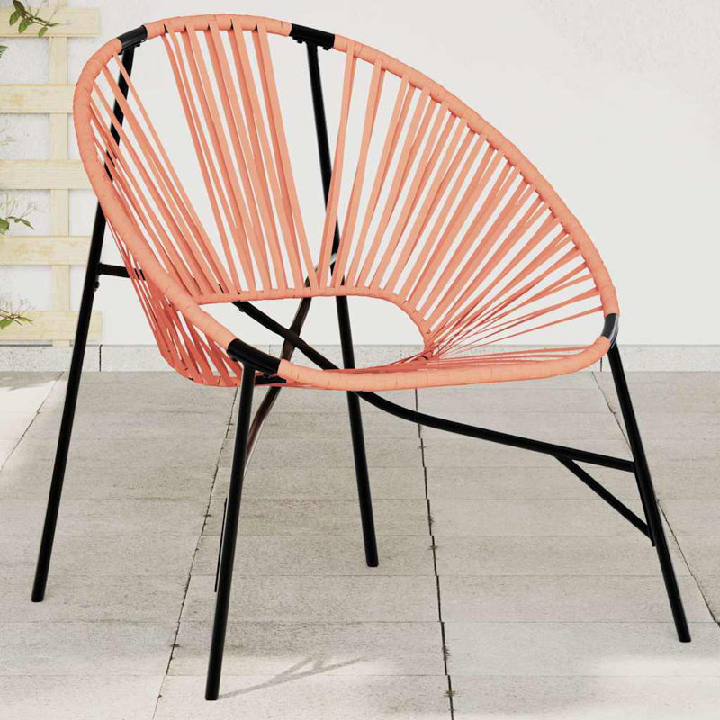Garden Egg Chair Poly Rattan, Black/Orange