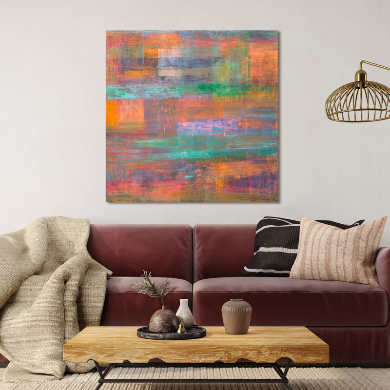 Abstract Painting: Rhythm Of Light - Wrapped Canvas Print, 50cm H x 50cm W