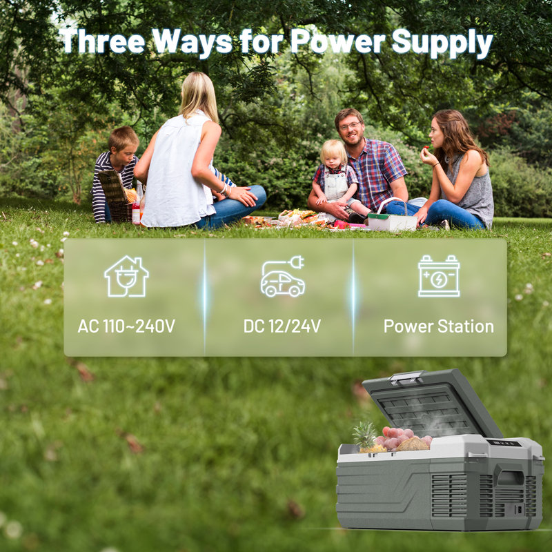 Compact Green HDPE 16 Quart Portable RV Refrigerator