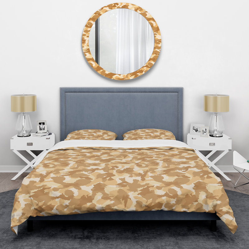 Yellow Desert Camouflage - Ensemble de housse de couette abstrait - Microfibre de polyester