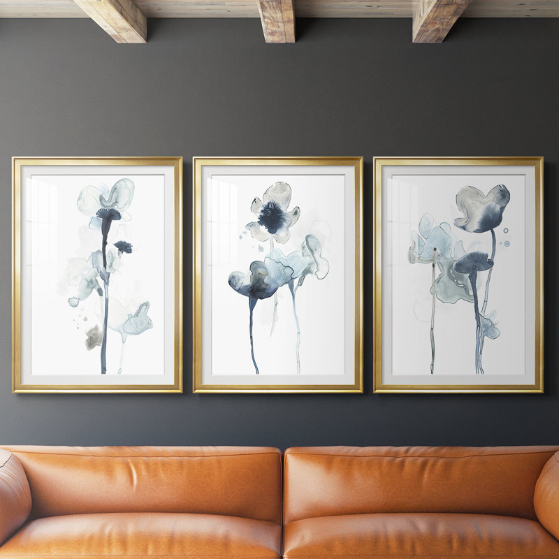 3 pièces, AU CH Midnight Blossoms I, H 15 po x l 19 po, Doré
