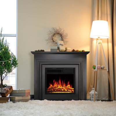 36" Electric Fireplace Mantel with Remote Control and Adjustable Flame