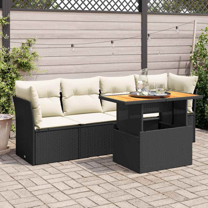 Ensemble de canapé de jardin noir et blanc pour l'extérieur