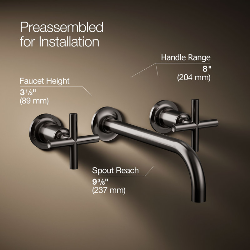 Purist® Wall Mounted Bathroom Faucet, Vibrant Titanium, Cross Handle