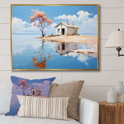 «Minimalisme Lakefront Cottage Oasis 1», art mural sur toile