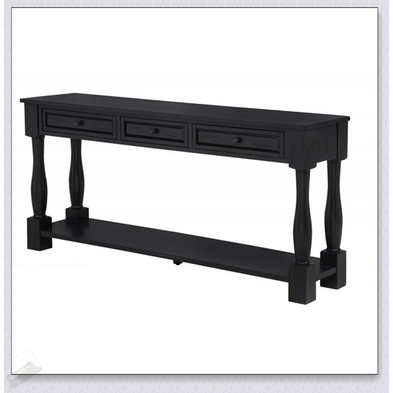63 Inch Long Acacia Wood Console Table With Drawers And Shelf, Espresso Finish For Elegant Home Decor, Espresso