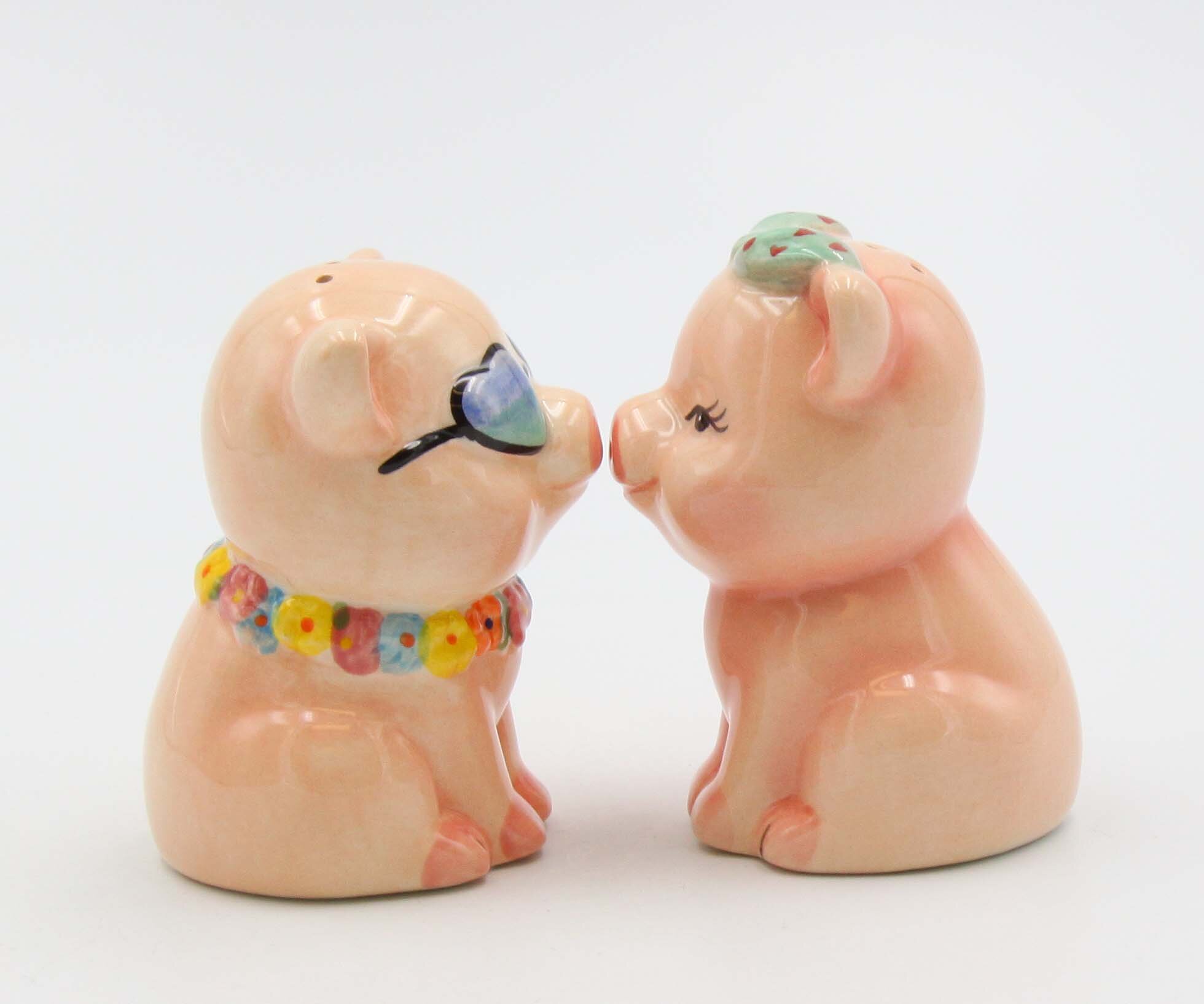 Happy Pigs Ceramic Salt and Pepper Shakers, Set of 4 - Tableware - Cosmos