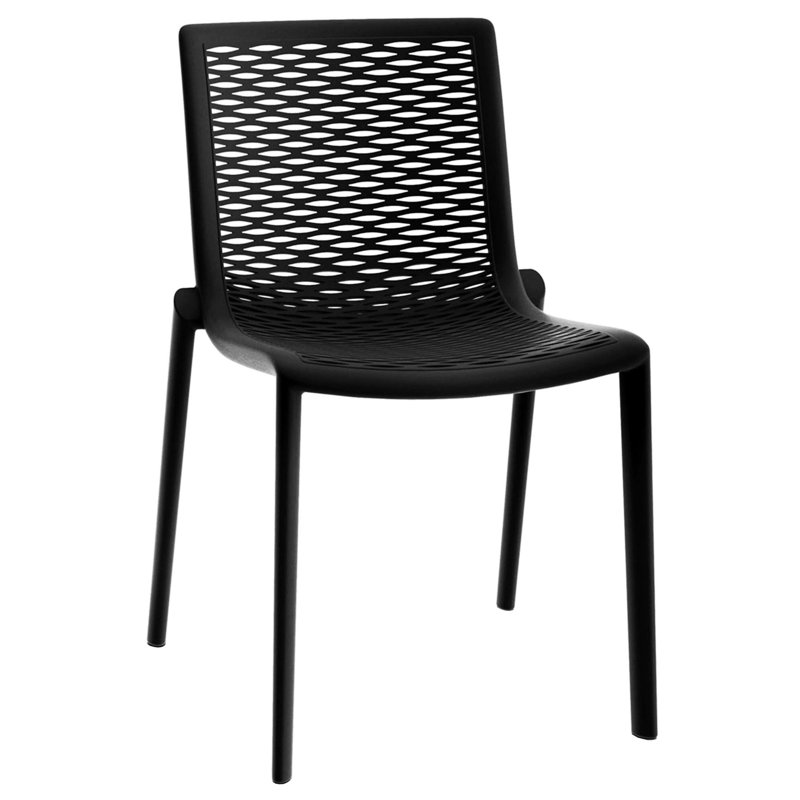 Netkat Outdoor Dining Side Chair, Black