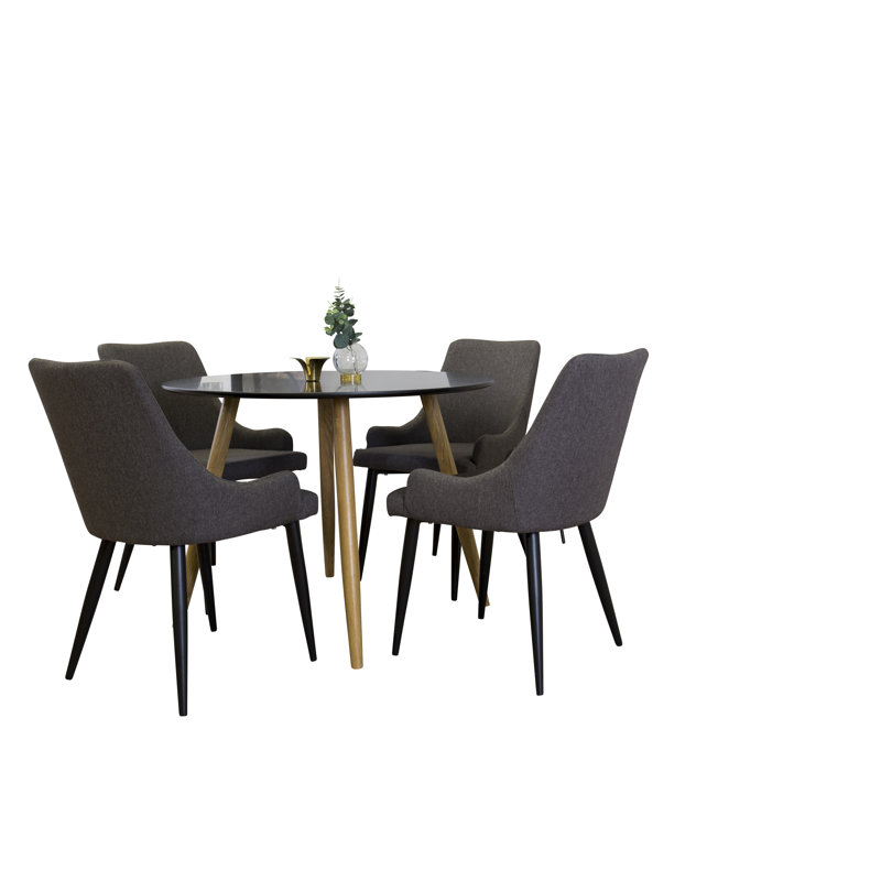 Australe 4 - Person Dining Set, Dark Grey/Black