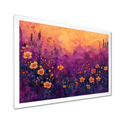 Allegro mauve fleur de minuit champ de fleurs II - Art mural de fleurs sauvages pour le salon
