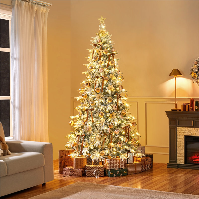 Sapin de Noël givré pré-éclairé, H 7,5 pi