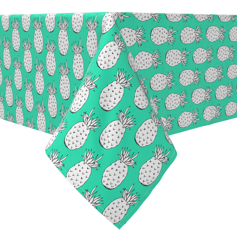 Rectangular Tablecloth, 100% Cotton, 60x84", Neon Pineapples