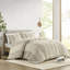 3 pièces d'édredon taupe très grand / très grand - Rembourrage en coton orné de garniture lavable à la machine