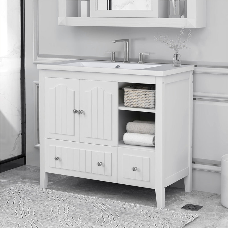 Meuble-lavabo de salle de bain, Blanc
