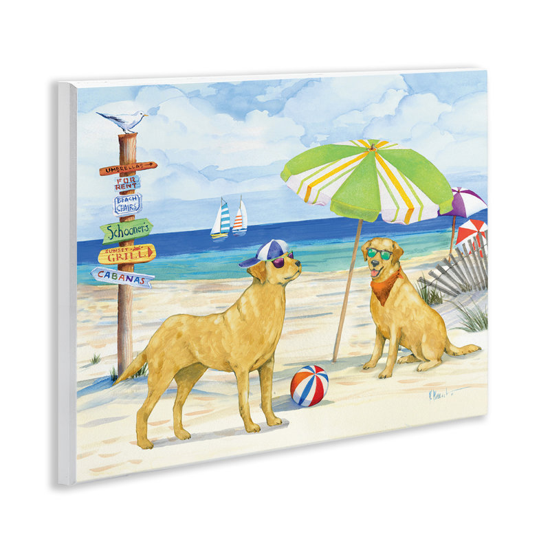 Dog Day At Beach Wall Plaque Art by Paul Brent