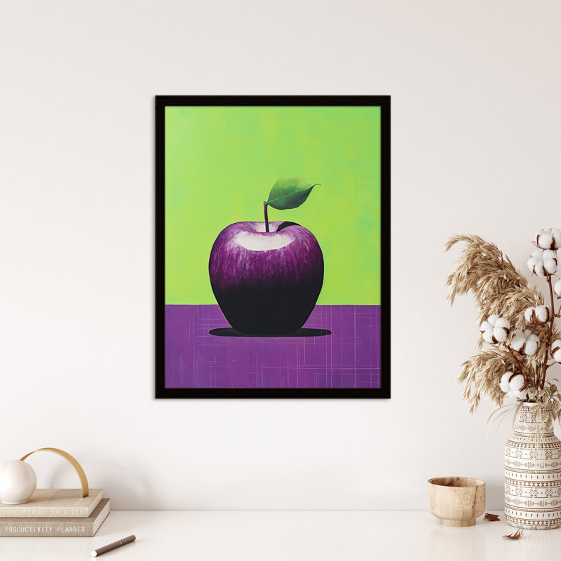 Purpapple On Green Surreal Vibrant Lime Purple Apple - Single Picture Frame Print