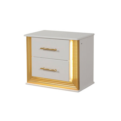 Ensemble de chambre à coucher pour lit très grand 4 pièces de style contemporain OBSession en bois et finition dorée (NJ Inventory)