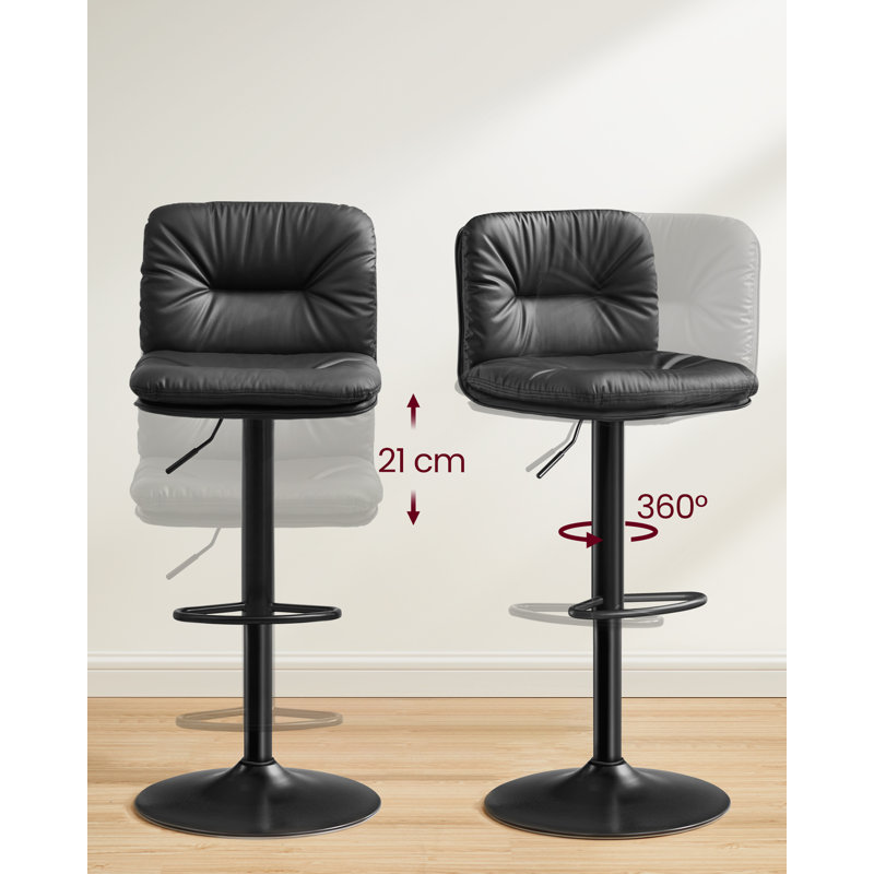 Brookridge Swivel Upholstered Adjustable Height Counter Stool with Metal Frame, Black
